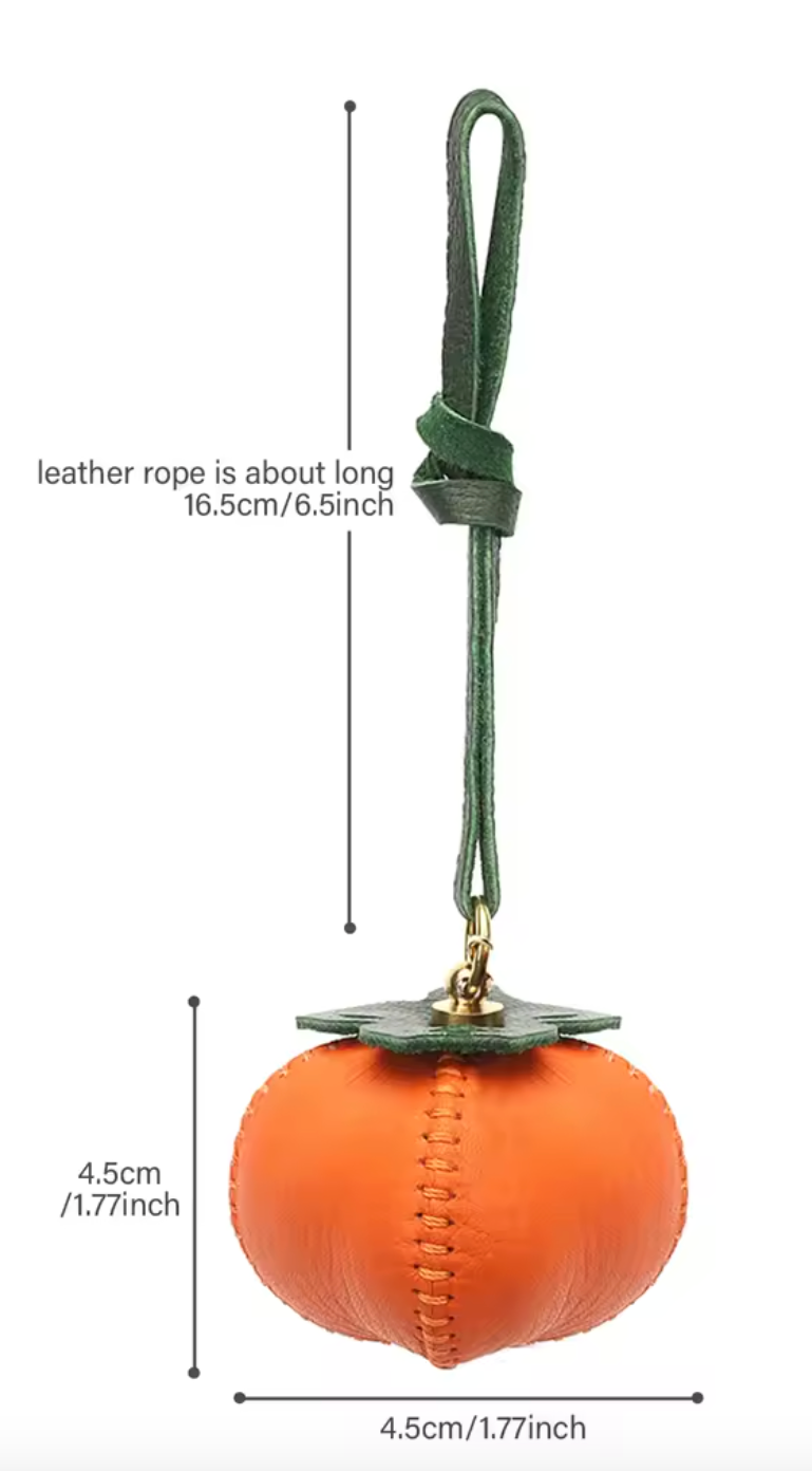Handgemachter Leder Schlüsselanhänger – Kürbis Design