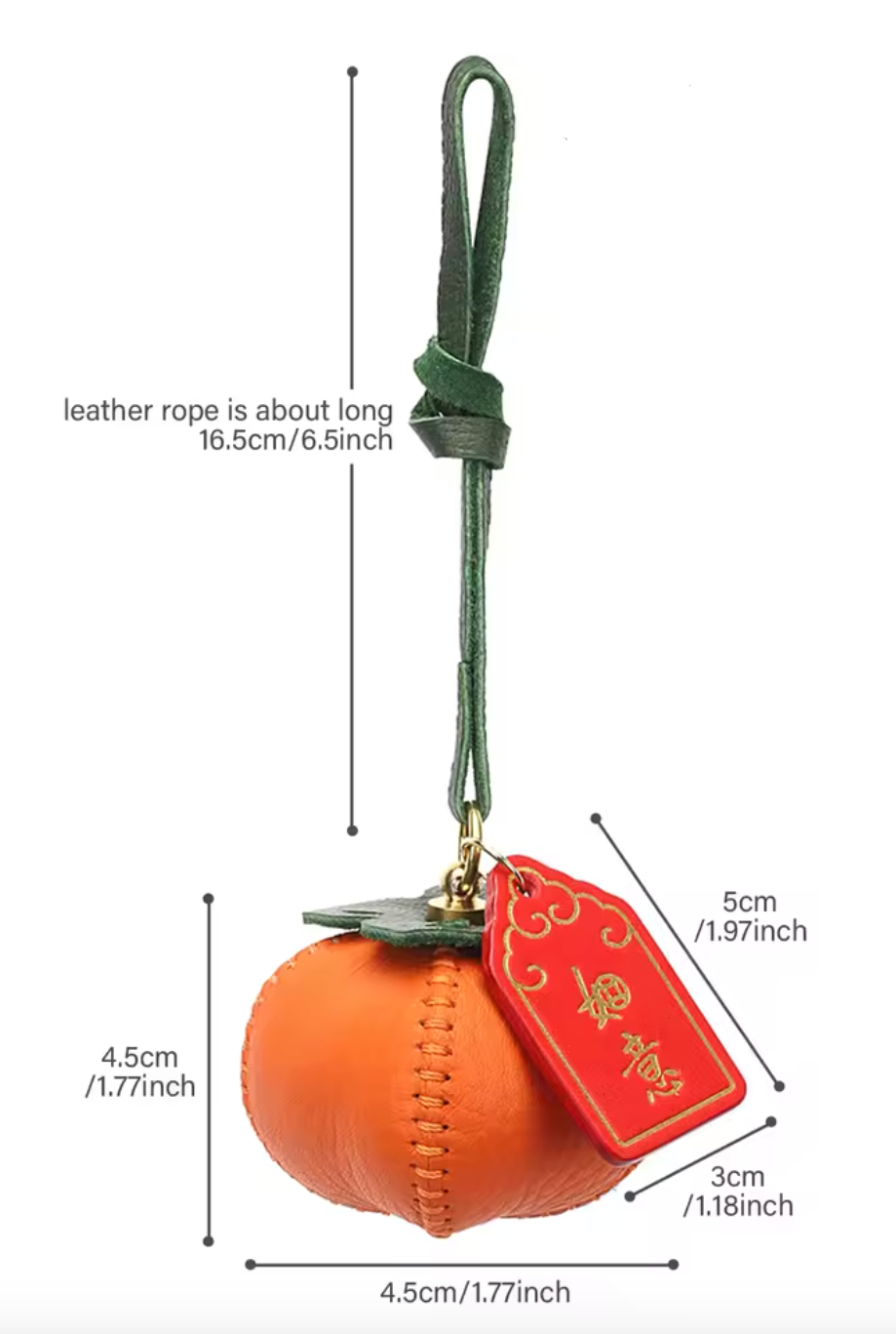 Handgemachter Leder Schlüsselanhänger – Kürbis Design
