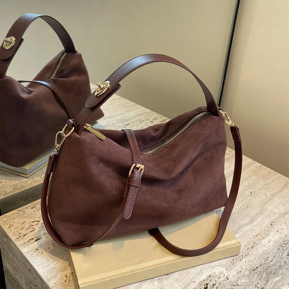 Schulter-&Crossbody-Tasche aus PU Wildleder